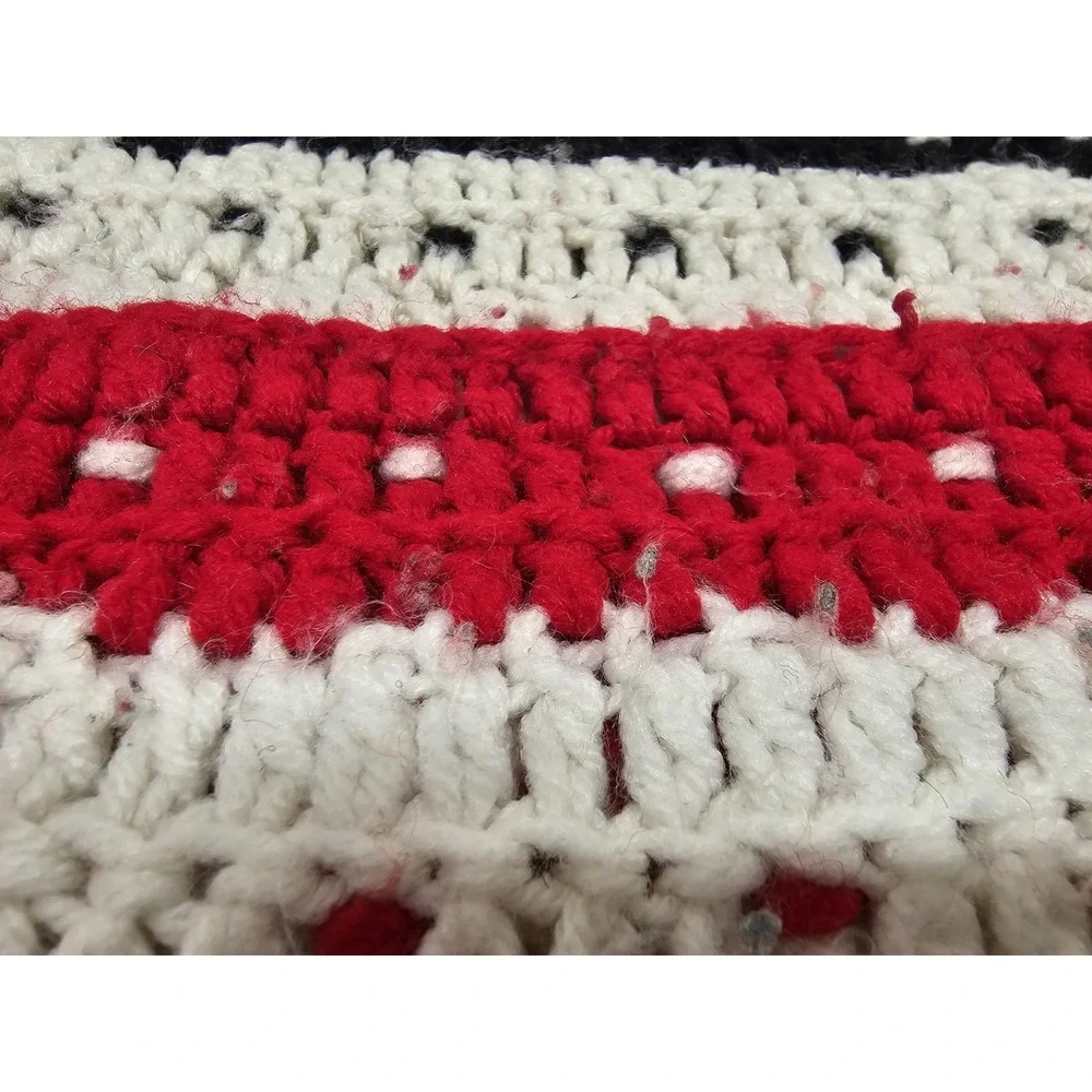 Vintage Large Colorful Crocheted Afghan Blanket Throw 26x51 Handwoven Grannycore